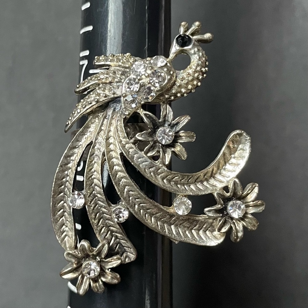 Vintage jeweled peacock statement ring adjustable - Picture 3 of 7